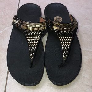 Gold and Black Fit Flops